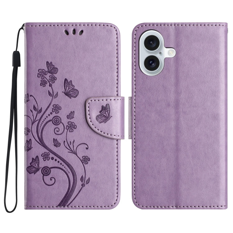 Butterfly Flower Pattern Flip Leather Phone Case, For iPhone 16e, For iPhone 16 Pro Max����������...