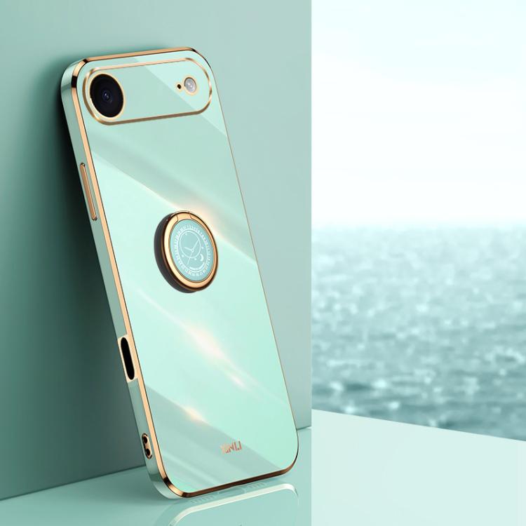 XINLI Straight Edge 6D Electroplate TPU Phone Case with Ring Holder