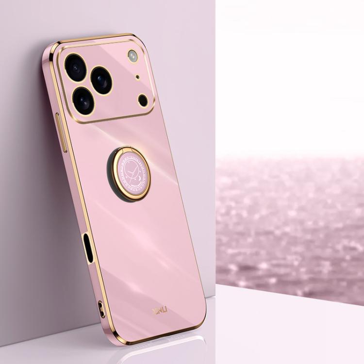 XINLI Straight Edge 6D Electroplate TPU Phone Case with Ring Holder