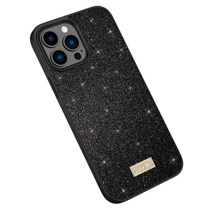 SULADA Glittery PC Hybrid TPU Handmade Leather Phone Case, For iPhone 16 Pro Max, For iPhone 16 P...