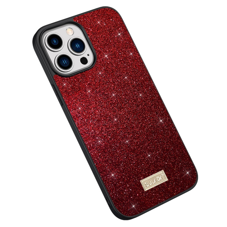 SULADA Glittery PC Hybrid TPU Handmade Leather Phone Case, For iPhone 16 Pro Max, For iPhone 16 P...