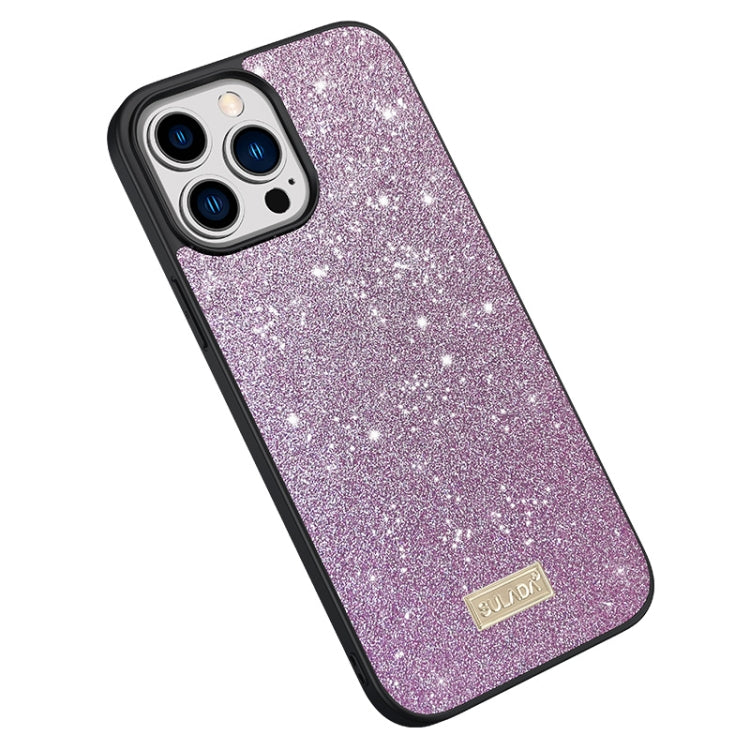 SULADA Glittery PC Hybrid TPU Handmade Leather Phone Case, For iPhone 16 Pro Max, For iPhone 16 P...