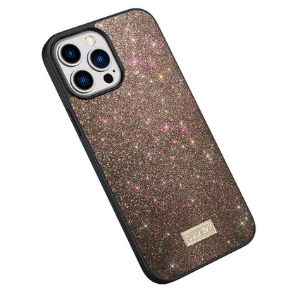 SULADA Glittery PC Hybrid TPU Handmade Leather Phone Case, For iPhone 16 Pro Max, For iPhone 16 P...