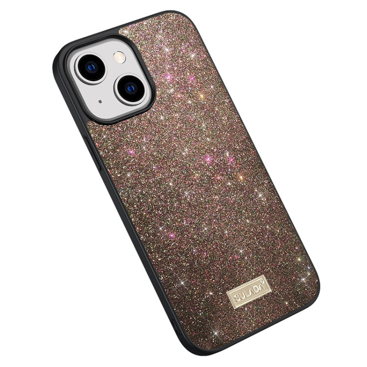 SULADA Glittery PC Hybrid TPU Handmade Leather Phone Case, For iPhone 16 Pro Max, For iPhone 16 P...