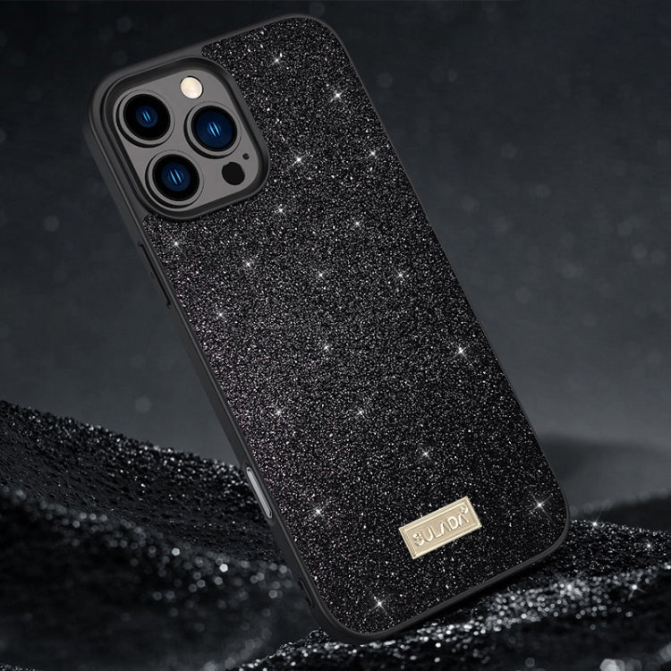 SULADA Glittery PC Hybrid TPU Handmade Leather Phone Case, For iPhone 16 Pro Max, For iPhone 16 P...