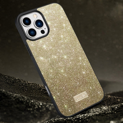 SULADA Glittery PC Hybrid TPU Handmade Leather Phone Case, For iPhone 16 Pro Max, For iPhone 16 P...