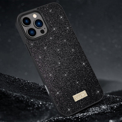 SULADA Glittery PC Hybrid TPU Handmade Leather Phone Case, For iPhone 16 Pro Max, For iPhone 16 P...