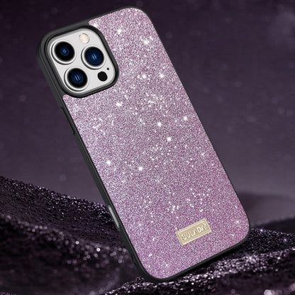 SULADA Glittery PC Hybrid TPU Handmade Leather Phone Case, For iPhone 16 Pro Max, For iPhone 16 P...
