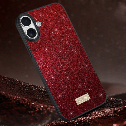 SULADA Glittery PC Hybrid TPU Handmade Leather Phone Case, For iPhone 16 Pro Max, For iPhone 16 P...