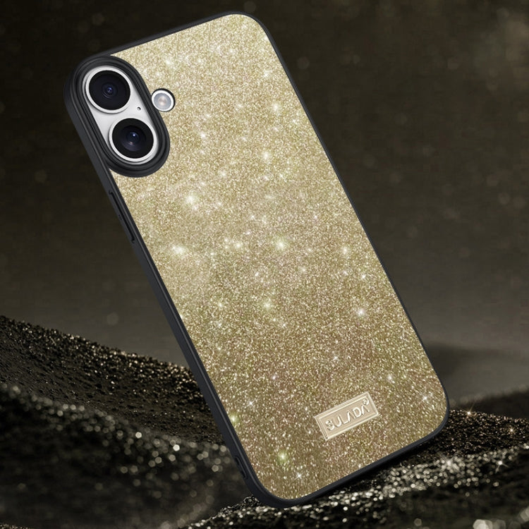 SULADA Glittery PC Hybrid TPU Handmade Leather Phone Case, For iPhone 16 Pro Max, For iPhone 16 P...