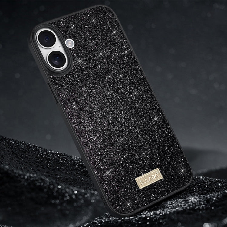 SULADA Glittery PC Hybrid TPU Handmade Leather Phone Case, For iPhone 16 Pro Max, For iPhone 16 P...