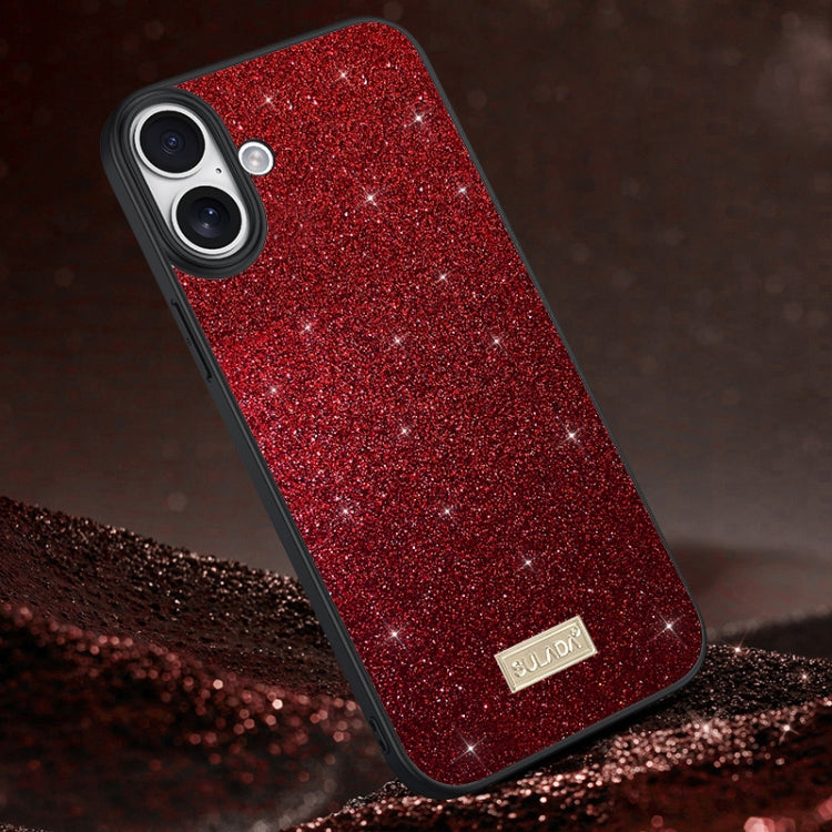 SULADA Glittery PC Hybrid TPU Handmade Leather Phone Case, For iPhone 16 Pro Max, For iPhone 16 P...