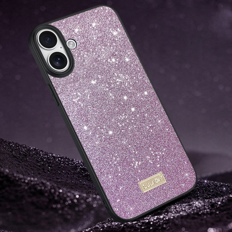 SULADA Glittery PC Hybrid TPU Handmade Leather Phone Case, For iPhone 16 Pro Max, For iPhone 16 P...