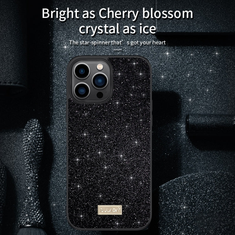 SULADA Glittery PC Hybrid TPU Handmade Leather Phone Case, For iPhone 16 Pro Max, For iPhone 16 P...