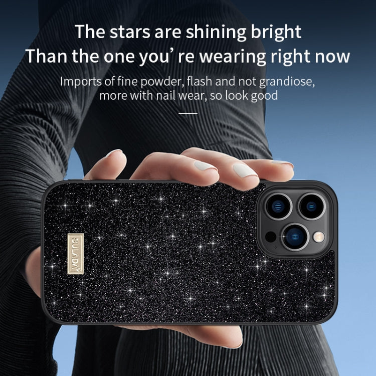 SULADA Glittery PC Hybrid TPU Handmade Leather Phone Case, For iPhone 16 Pro Max, For iPhone 16 P...