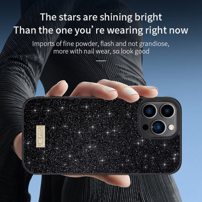 SULADA Glittery PC Hybrid TPU Handmade Leather Phone Case, For iPhone 16 Pro Max, For iPhone 16 P...