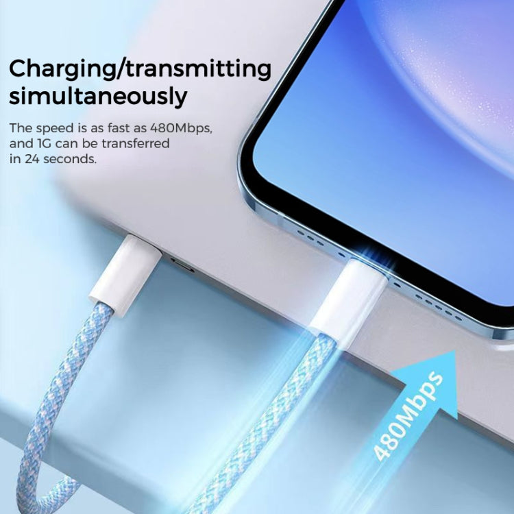 1m USB-C / Type-C to Type-C Macaron Braided Charging Cable
