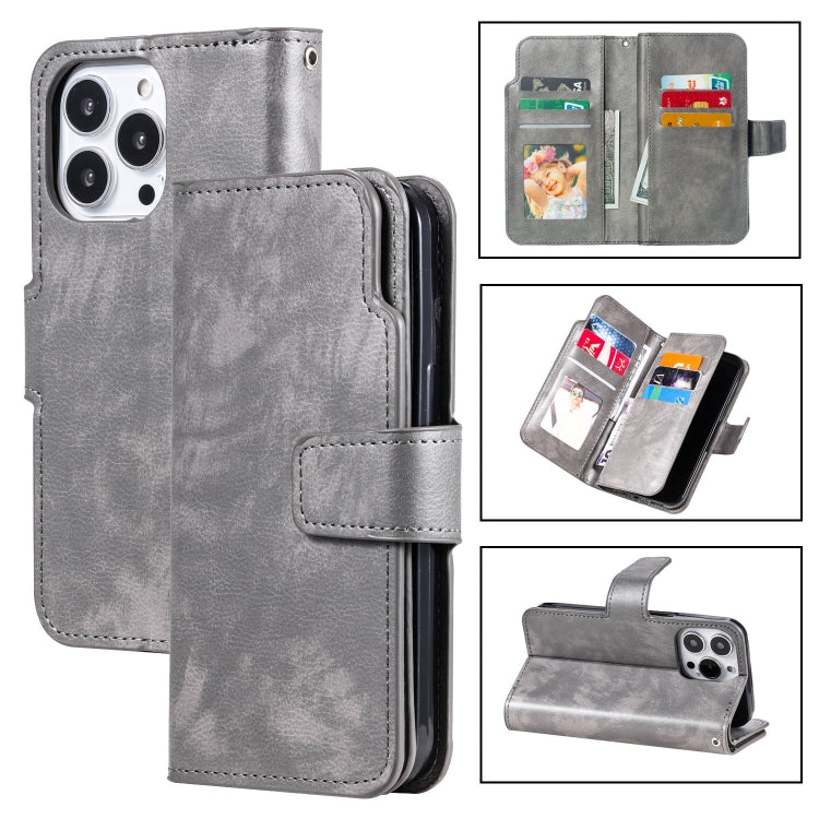 Tri-Fold 9-Card Wallets Leather Phone Case, For iPhone 16 Pro Max, For iPhone 16 Pro�������������...