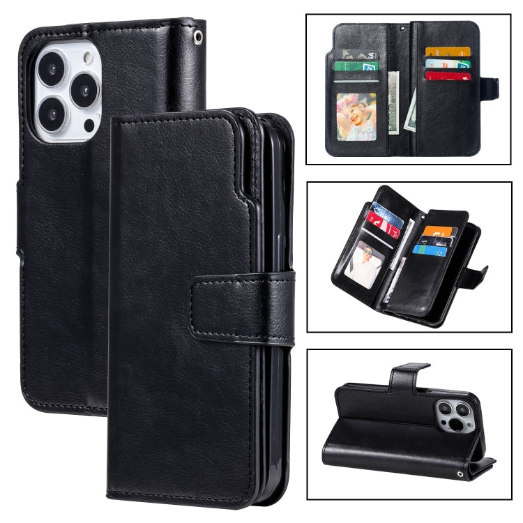 Tri-Fold 9-Card Wallets Leather Phone Case, For iPhone 16 Pro Max, For iPhone 16 Pro�������������...