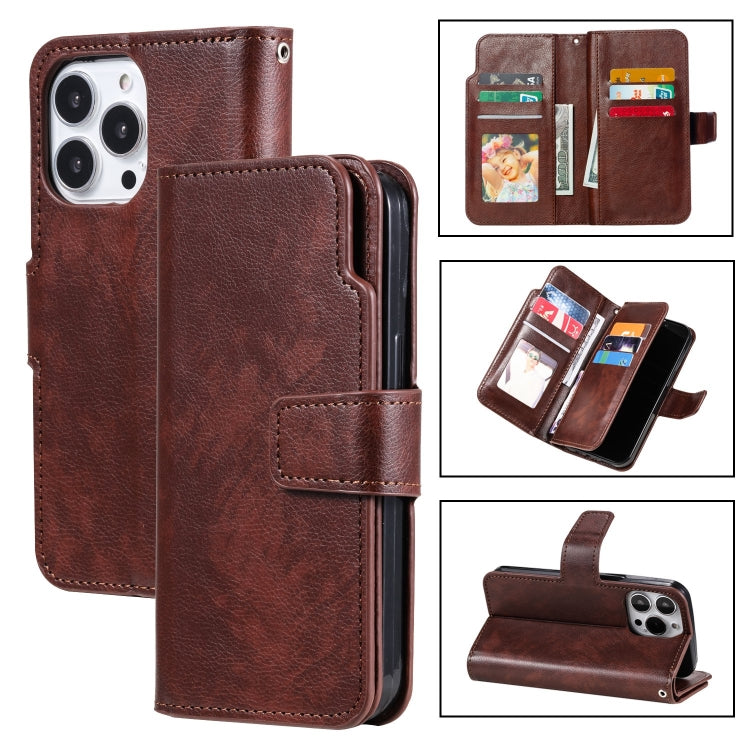 Tri-Fold 9-Card Wallets Leather Phone Case, For iPhone 16 Pro Max, For iPhone 16 Pro�������������...