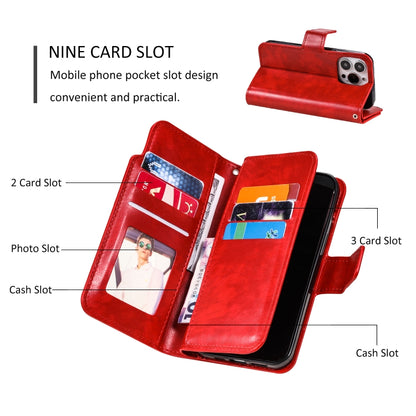 Tri-Fold 9-Card Wallets Leather Phone Case, For iPhone 16 Pro Max, For iPhone 16 Pro�������������...