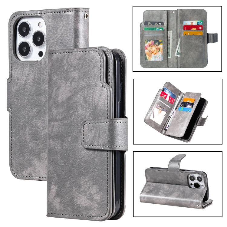 Tri-Fold 9-Card Wallets Leather Phone Case, For iPhone 16 Pro Max, For iPhone 16 Pro�������������...