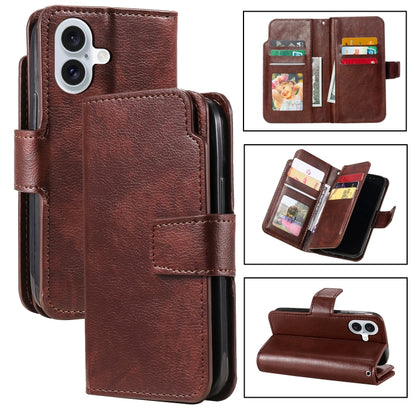 Tri-Fold 9-Card Wallets Leather Phone Case, For iPhone 16 Pro Max, For iPhone 16 Pro�������������...