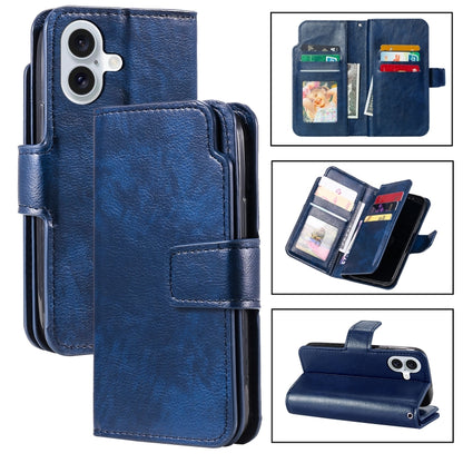 Tri-Fold 9-Card Wallets Leather Phone Case, For iPhone 16 Pro Max, For iPhone 16 Pro�������������...