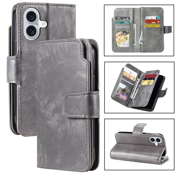Tri-Fold 9-Card Wallets Leather Phone Case, For iPhone 16 Pro Max, For iPhone 16 Pro�������������...