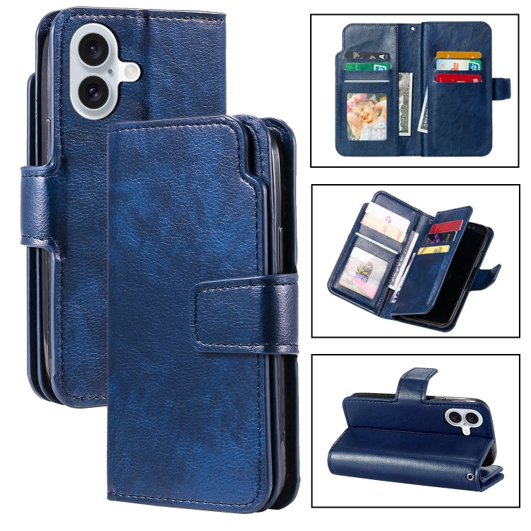 Tri-Fold 9-Card Wallets Leather Phone Case, For iPhone 16 Pro Max, For iPhone 16 Pro�������������...