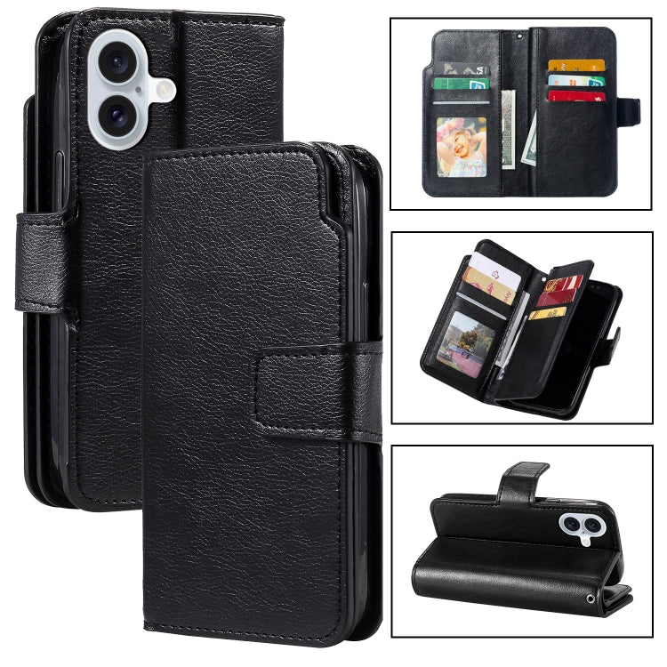 Tri-Fold 9-Card Wallets Leather Phone Case, For iPhone 16 Pro Max, For iPhone 16 Pro�������������...