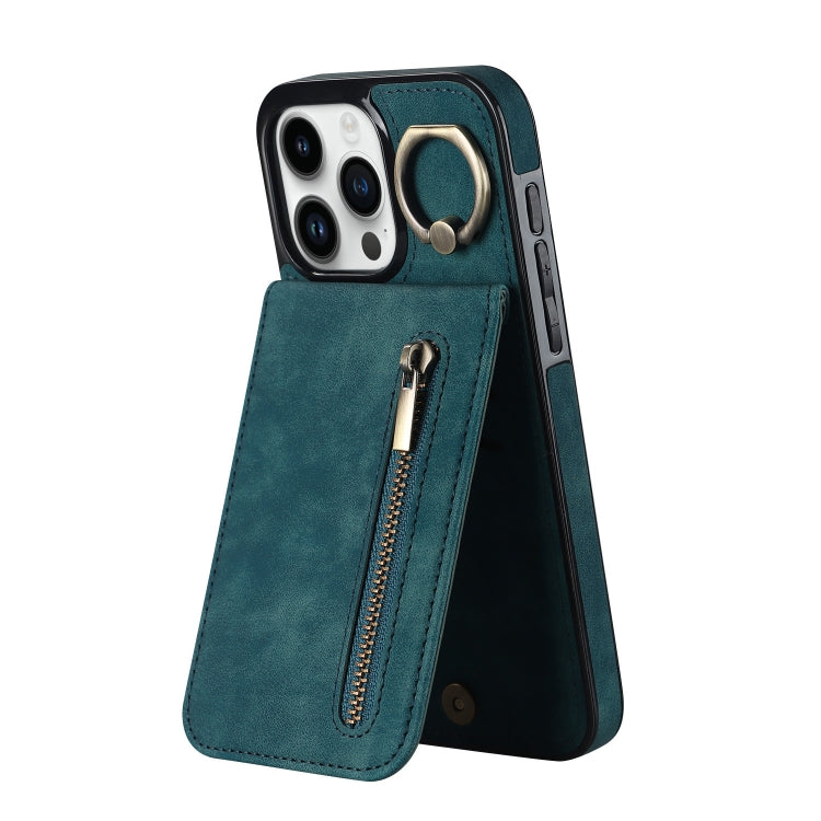 Retro Ring and Zipper RFID Card Slot Phone Case, For iPhone 16e, For iPhone 16 Pro Max�����������...