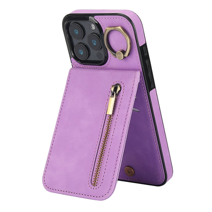 Retro Ring and Zipper RFID Card Slot Phone Case, For iPhone 16e, For iPhone 16 Pro Max�����������...