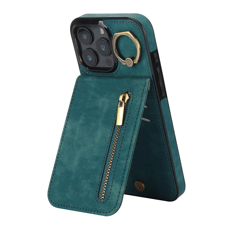 Retro Ring and Zipper RFID Card Slot Phone Case, For iPhone 16e, For iPhone 16 Pro Max�����������...