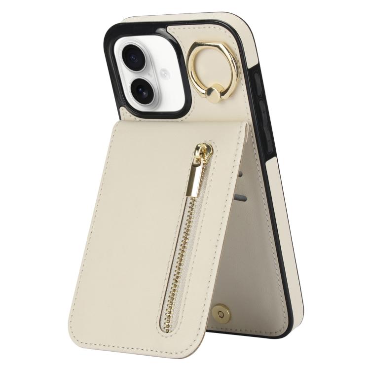 Retro Ring and Zipper RFID Card Slot Phone Case, For iPhone 16e, For iPhone 16 Pro Max�����������...