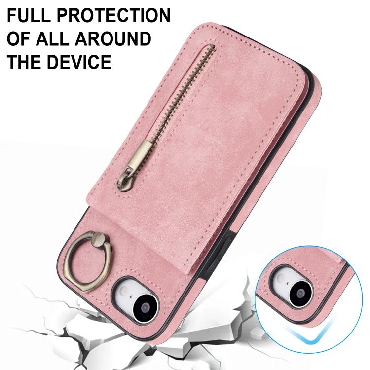 Retro Ring and Zipper RFID Card Slot Phone Case, For iPhone 16e, For iPhone 16 Pro Max�����������...