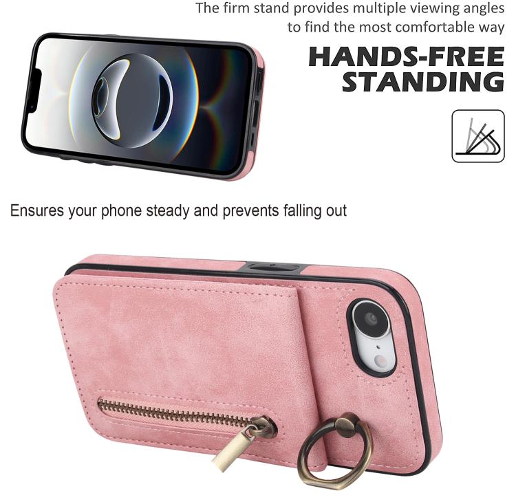 Retro Ring and Zipper RFID Card Slot Phone Case, For iPhone 16e, For iPhone 16 Pro Max�����������...