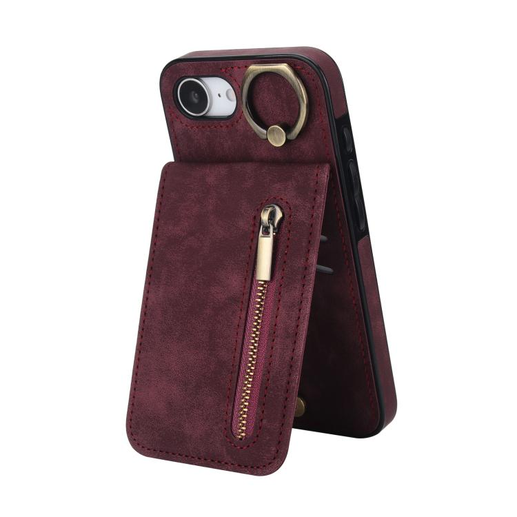 Retro Ring and Zipper RFID Card Slot Phone Case, For iPhone 16e, For iPhone 16 Pro Max�����������...