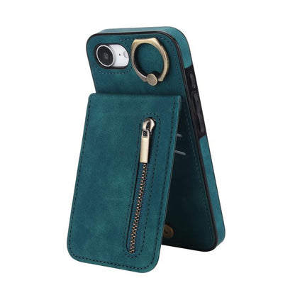 Retro Ring and Zipper RFID Card Slot Phone Case, For iPhone 16e, For iPhone 16 Pro Max�����������...