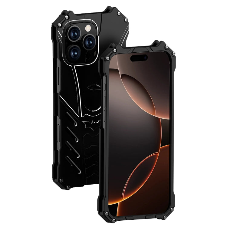 R-JUST Batman Hollow Metal Phone Protective Case, For iPhone 16 Pro Max, For iPhone 16 Pro�������...