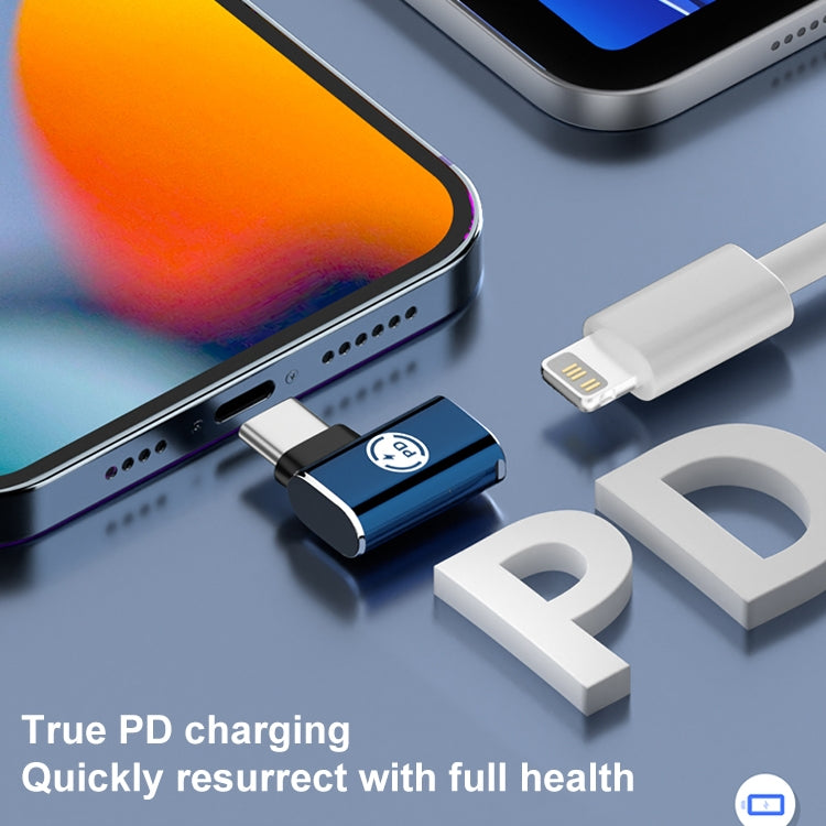 8 Pin to USB-C / Type-C Male Adapter Supports Charging & Data Transmission, Side Bend, Middle Ben...