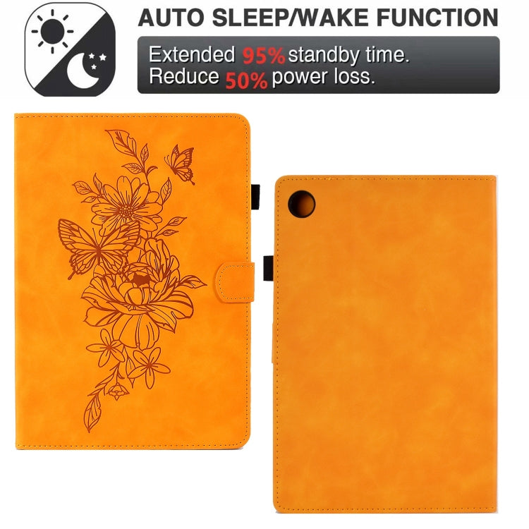 Peony Butterfly Embossed Leather Smart Tablet Case