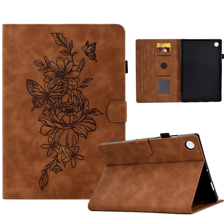 Peony Butterfly Embossed Leather Smart Tablet Case, For Samsung Galaxy Tab S10 FE+���������������...