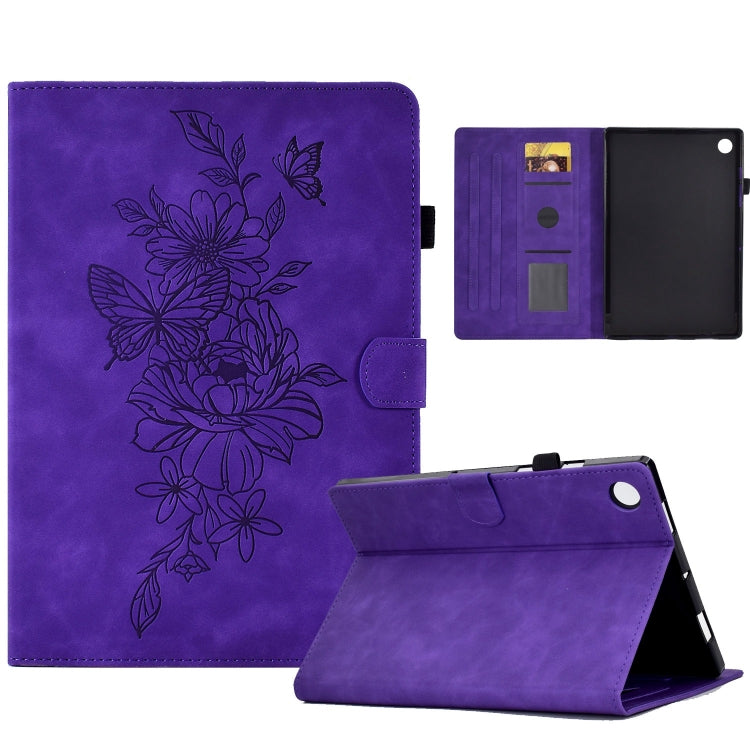 Peony Butterfly Embossed Leather Smart Tablet Case, For Samsung Galaxy Tab S10 FE+���������������...