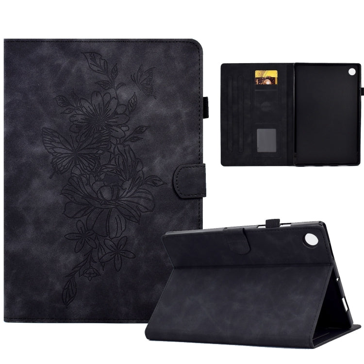 Peony Butterfly Embossed Leather Smart Tablet Case