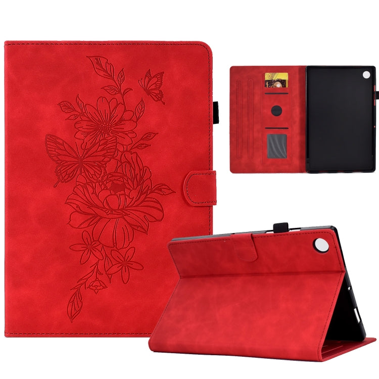 Peony Butterfly Embossed Leather Smart Tablet Case