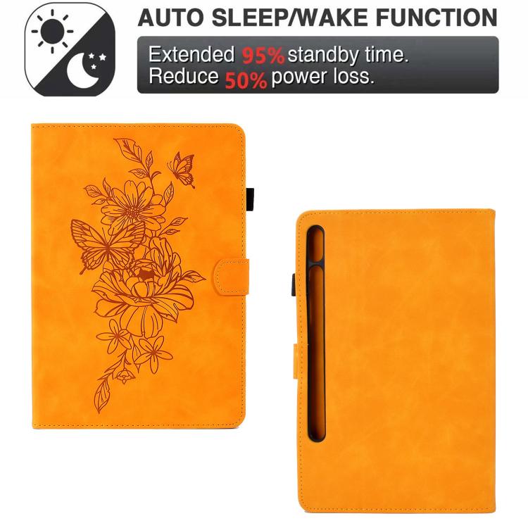 Peony Butterfly Embossed Leather Smart Tablet Case, For Samsung Galaxy Tab S10 FE+���������������...