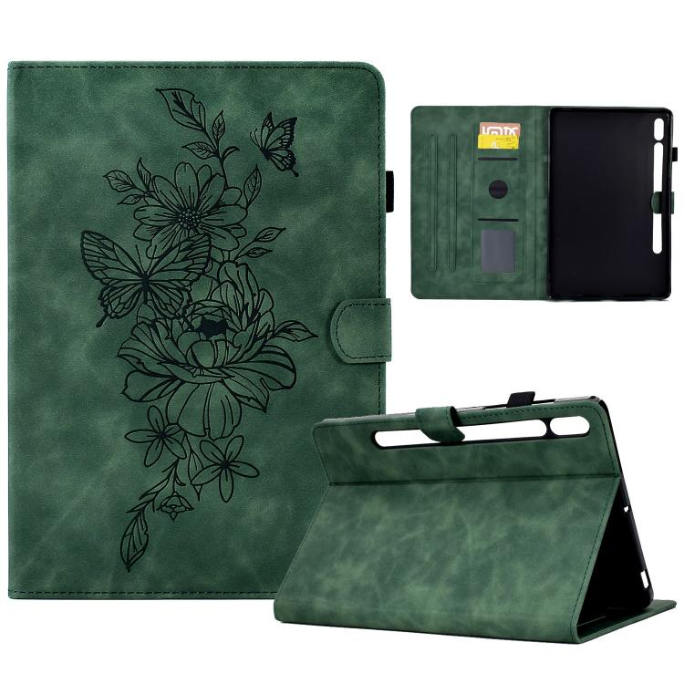Peony Butterfly Embossed Leather Smart Tablet Case, For Samsung Galaxy Tab S10 FE+���������������...