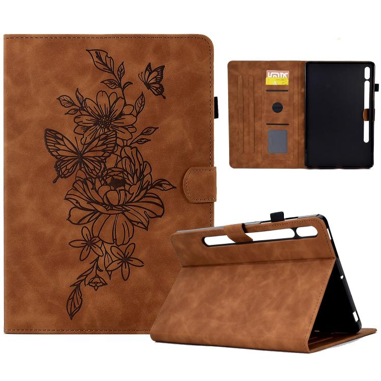 Peony Butterfly Embossed Leather Smart Tablet Case, For Samsung Galaxy Tab S10 FE+���������������...