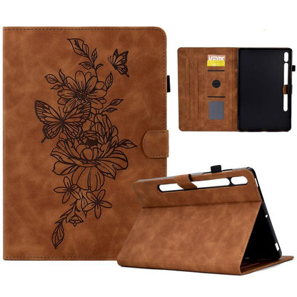 Peony Butterfly Embossed Leather Smart Tablet Case, For Samsung Galaxy Tab S10 FE+���������������...
